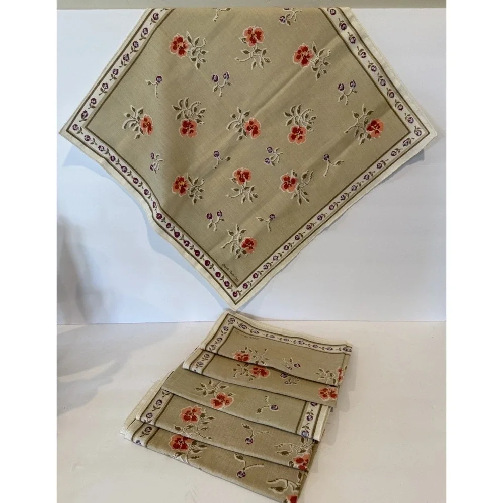 Vintage Fallani Cohn 6 Napkins Multicolor Floral Cottage Farm Artist Signed 17